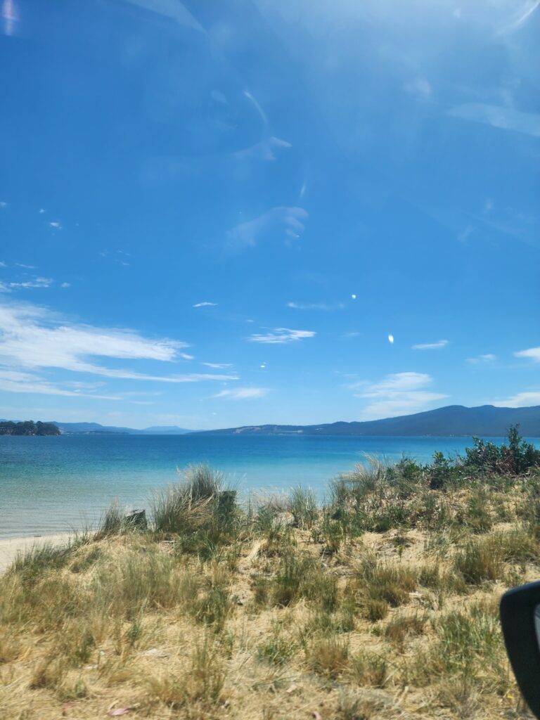 Coastal view near Bicheno on a Tasmania family road trip